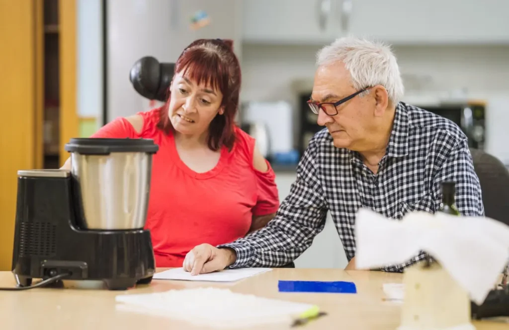Home support worker helping senior with meal preparation in Darling Point Sydney