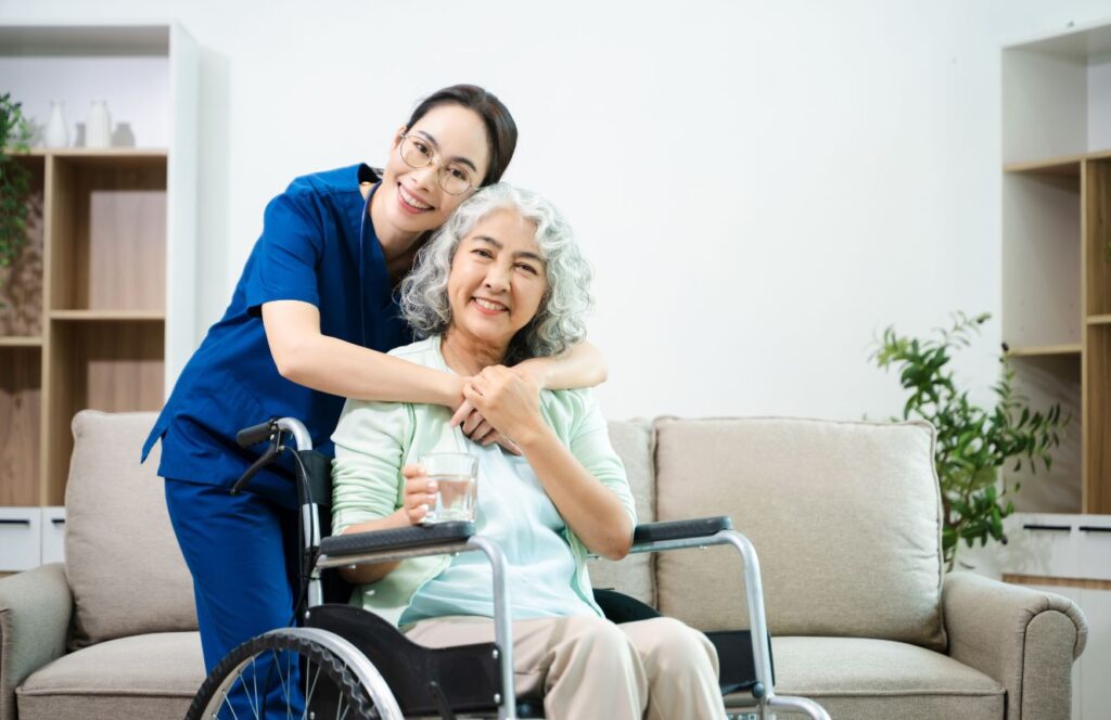 Nurse practitioner visiting elderly client at home in Bellevue Hill Sydney