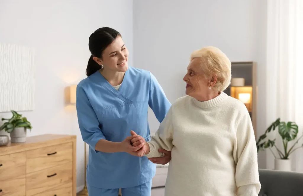 Senior Bankstown resident discussing home care funding options with a care coordinator