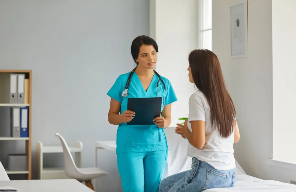Nurse practitioner conducting clinical assessment at home in Bankstown Sydney
